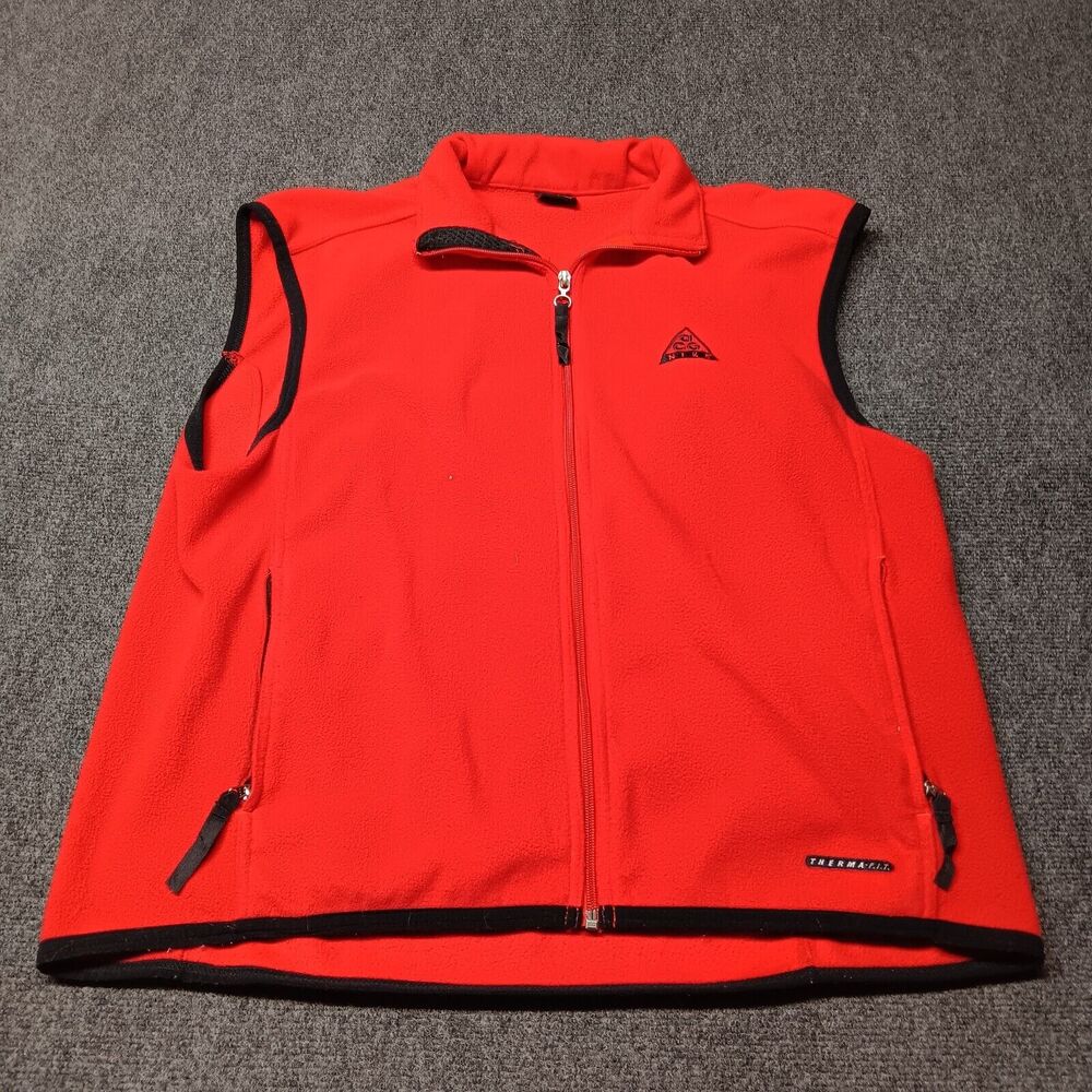 Vintage Nike ACG Vest Men XL Red Full Zip Pockets 90s Therma Fit Jacket